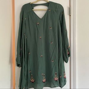 Green Flowy Embroidered Dress